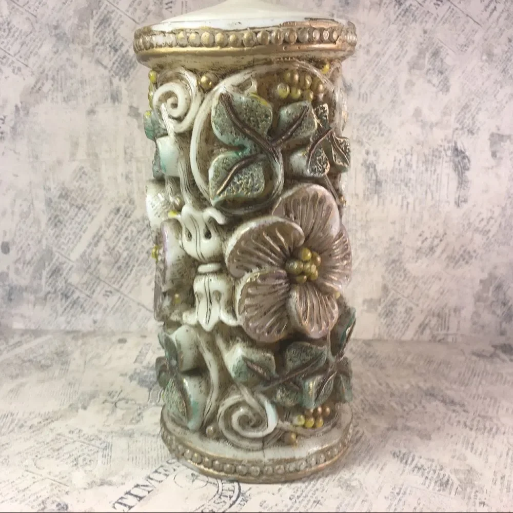 Sanyo Vintage Japanese Handcrafted Floral Wax Candle Art Sculpture Japan NWT